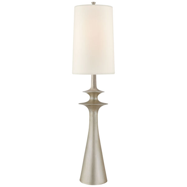 Lakmos Floor Lamp in Burnished Silver Leaf with Linen Shade by AERIN, image 1