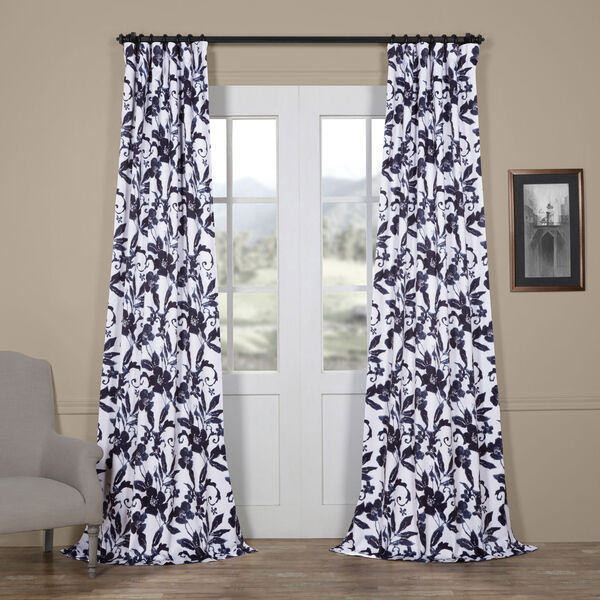 Hibiscus Blue 96 x 50 In. Blackout Curtain Single Panel, image 1