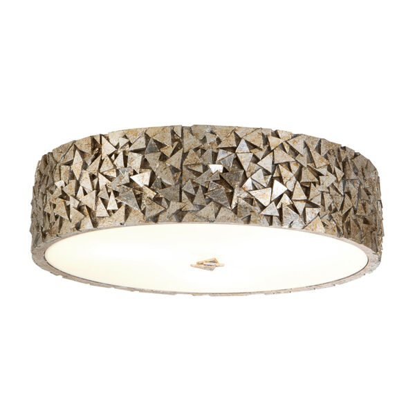 Mosaic Silver Leaf with Antique Three-Light Flush Mount, image 1