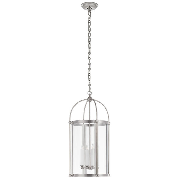 Riverside Small Round Lantern in Polished Nickel with Clear Glass by Chapman  and  Myers, image 1