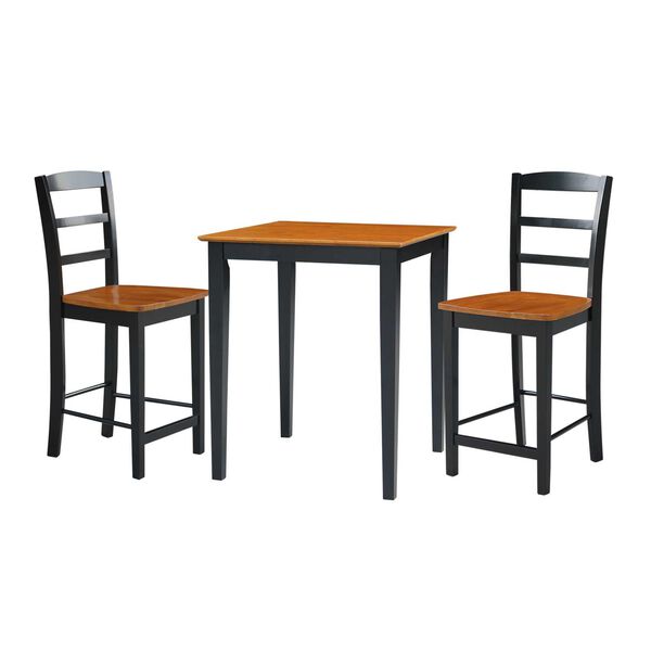 Black and Cherry Counter Height Table with Stools, 3-Piece, image 1