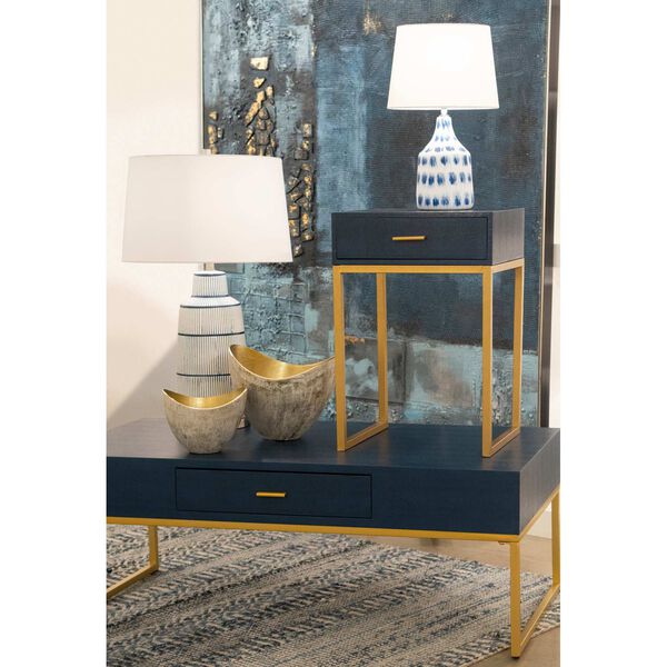 Navy Faux Shagreen with Gold Table, image 2