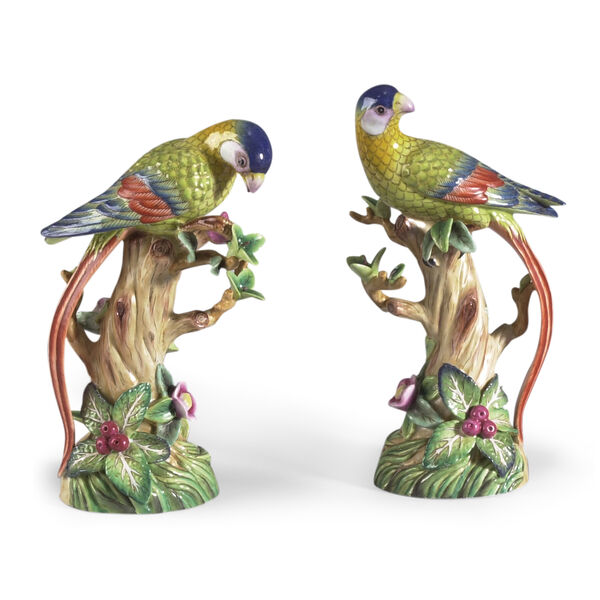 Multi-colored Parrot and Fruit Tree Figurines, image 1