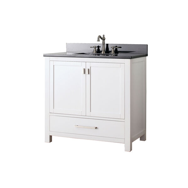Modero White 36-Inch Sink Vanity with Black Granite Marble Top, image 2