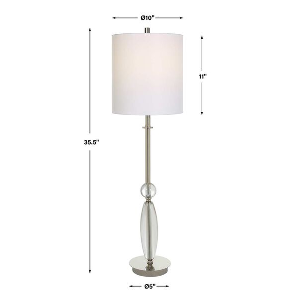 Sceptre Polished Nickel and White Crystal Buffet Lamp, image 3
