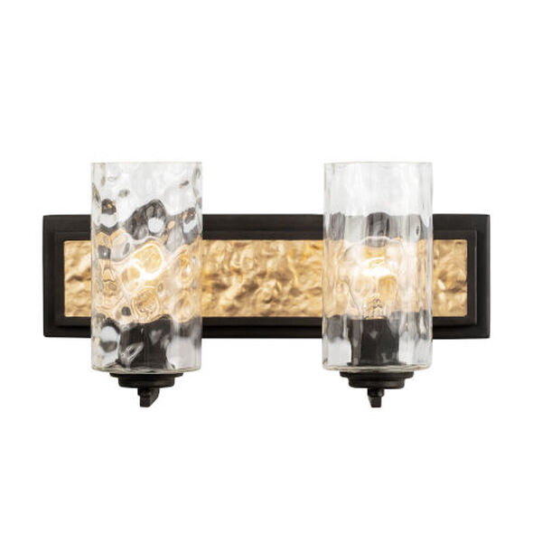 Hammer Time Carbon and French Gold Two-Light Bath Vanity, image 2
