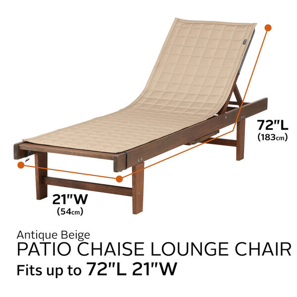 Oak Antique Beige 72-Inch Patio Chaise Lounge Cover, image 4