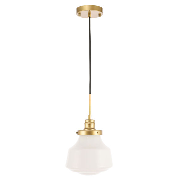 Lyle Brass Eight-Inch One-Light Mini Pendant with Frosted White Glass, image 5