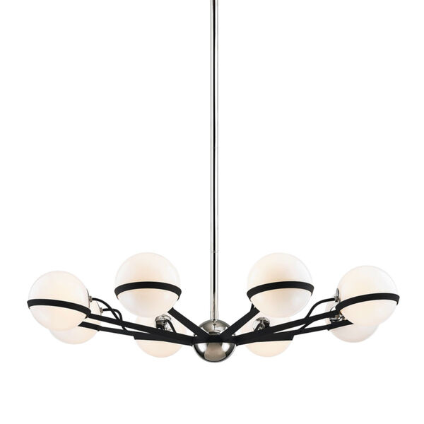Ace Carbide Black with Polished Nickel Eight-Light Chandelier, image 1