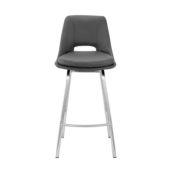 Carise Brushed Stainless Steel Gray Bar Stool, image 3