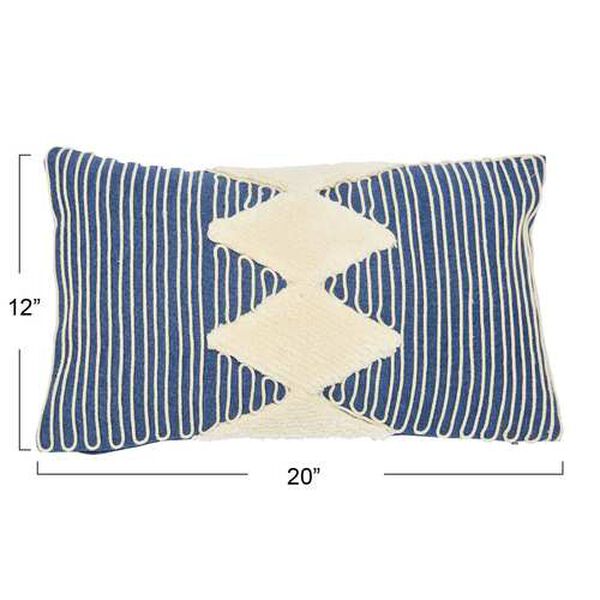 Blue Cotton Tufted Lumbar 20 x 12-Inch Pillow, image 5