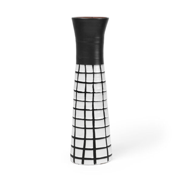 Luanda Black and White 17-Inch Height Vase, image 1
