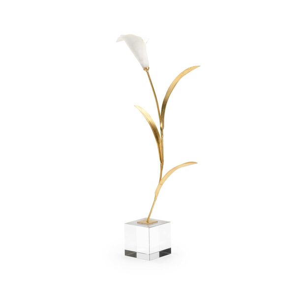 White and Gold Calla Lily On Stand Home Décor, image 3