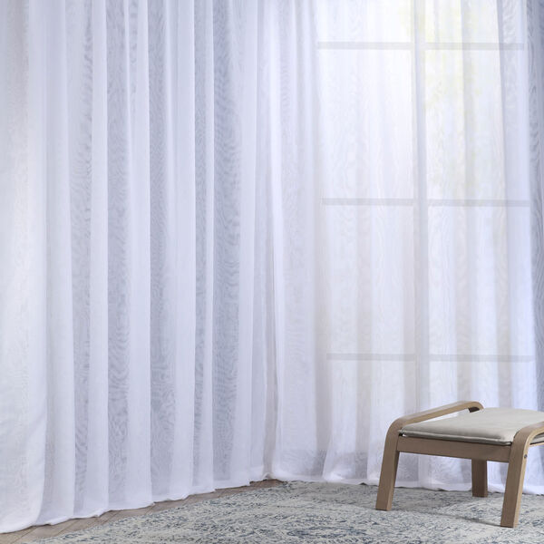 White Double Layered Sheer Single Panel Curtain 100 x 96, image 2