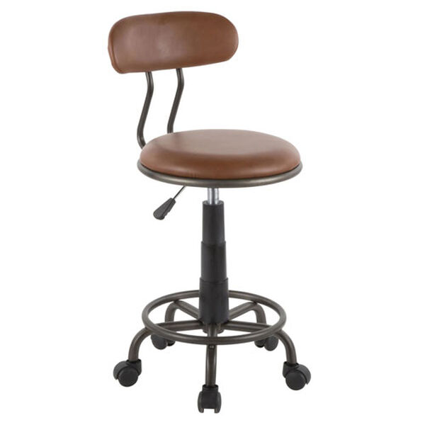 Swift Antique Black and Brown Faux Leather Task Chair, image 1