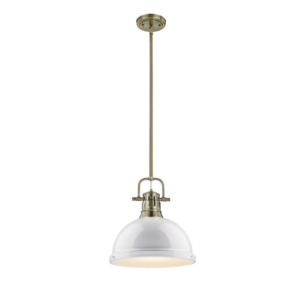Duncan Aged Brass One-Light Pendant with White Shade, image 2