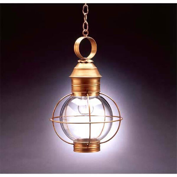 Small Antique Brass Outdoor Hanging Lantern, image 1