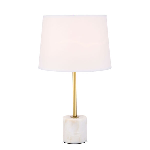 Kira Brushed Brass and White 14-Inch One-Light Table Lamp, image 1