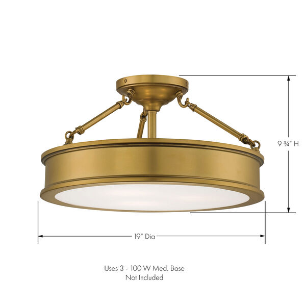 Harbour Point Three-Light Semi-Flush Mount in Liberty Gold, image 2