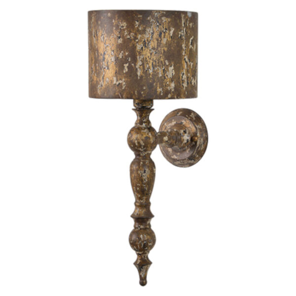 Partridge Weathered Brown with Gold Accents One-Light Wall Sconce, image 1