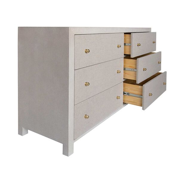 Lowery Grey Grass Cloth Six Drawer Chest, image 1