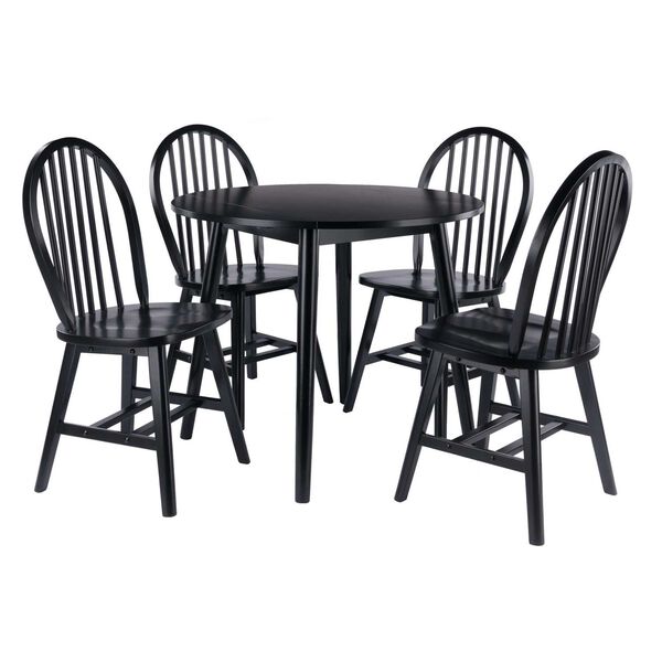 Moreno Black Drop Leaf Dining Table with Windsor Chairs, image 1