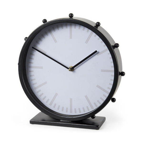 Marian Black Studded Round Table Clock, image 1