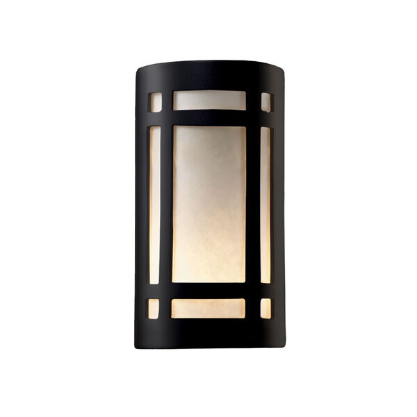 Ambiance Carbon Matte Black Eight-Inch Craftsman Window Closed Top and Bottom LED Outdoor Wall Sconce, image 1