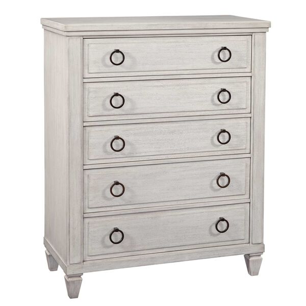 Salter Path Oyster White Wire Brushed Five Drawer Chest, image 1