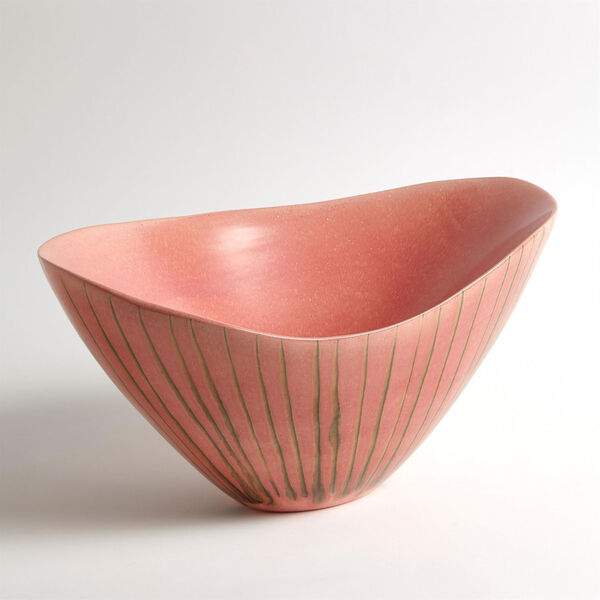 Studio A Home Brown and Pink Striped Melon Bowl, image 2