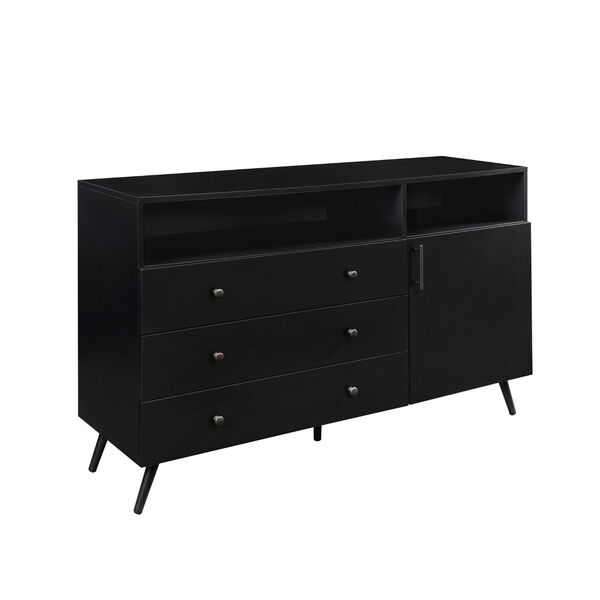 Asher Solid Black Three-Drawer One-Door Sideboard, image 5