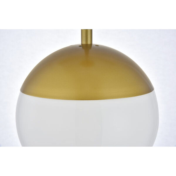 Eclipse Brass and Frosted White Eight-Inch One-Light Plug-In Pendant, image 5