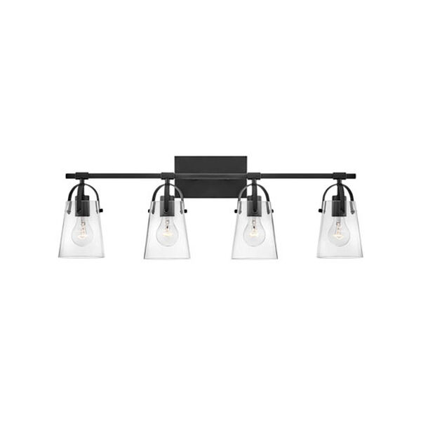Foster Black Four-Light Bath Vanity With Clear Glass, image 7