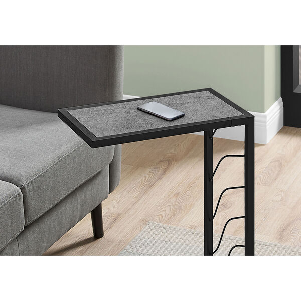 Gray and Black End Table with Marble Top, image 3