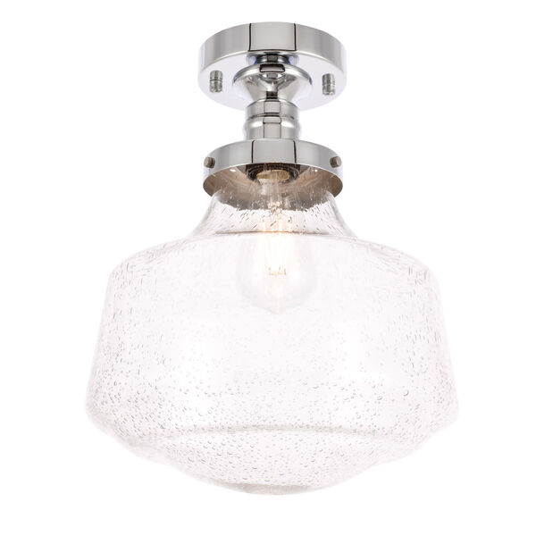 Lyle Chrome 11-Inch One-Light Flush Mount with Clear Seeded Glass, image 4