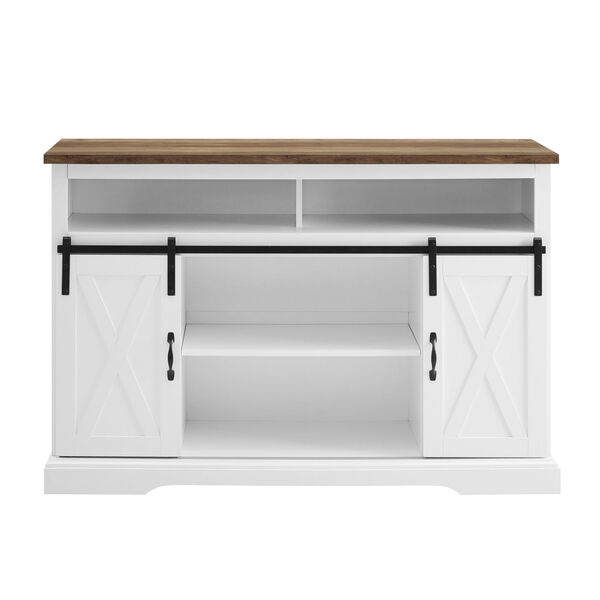 Solid White and Barnwood TV Stand, image 3