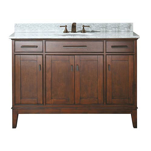 Madison Tobacco 48-Inch Sink Vanity with Carrera White Marble Top, image 1