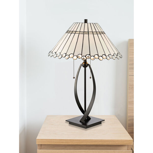Bronze Cordelia Two-Light Tiffany Table Lamp, image 2