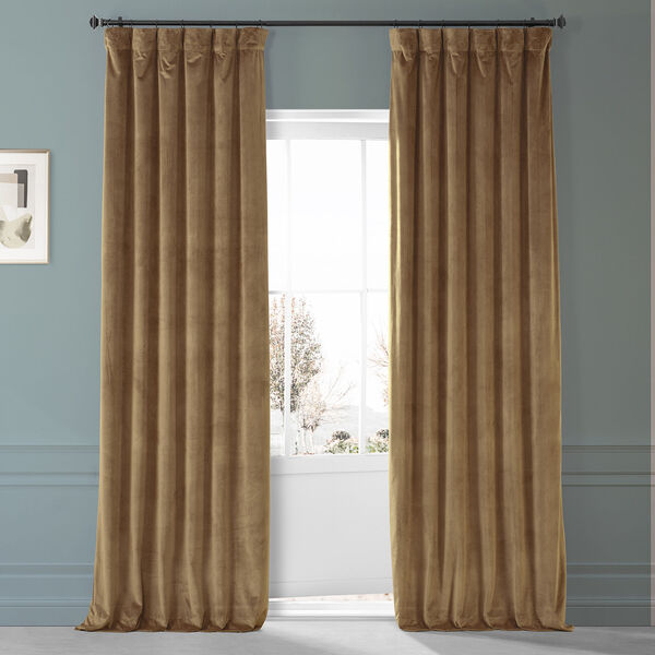 Signature Sweet And Spicy Rum Brown Plush Velvet Hotel Blackout Single Panel Curtain, image 1