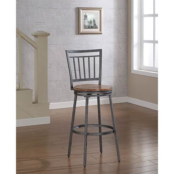 Filmore Slate Grey Counter Stool with Golden Oak Seat, image 1