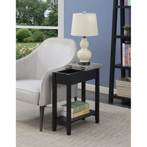 American Heritage Faux Birch and Black Flip Top End Table, image 5