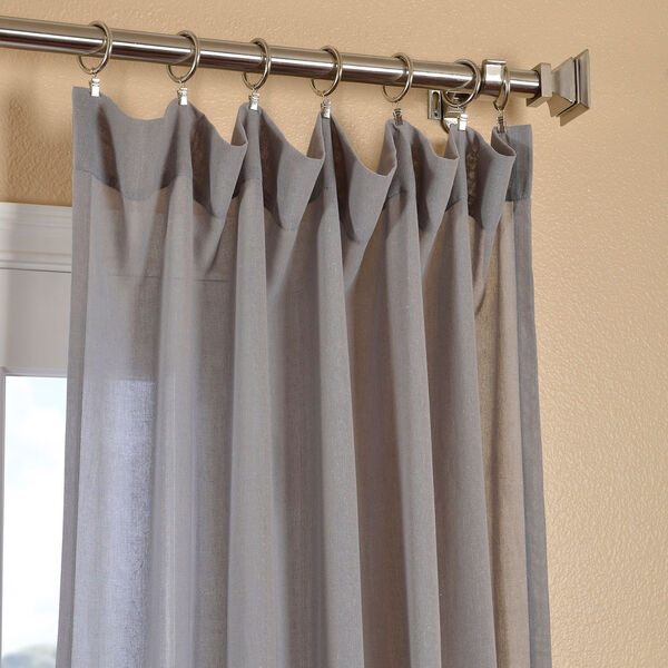 Afton Gray 120 x 50-Inch Faux Linen Sheer Single Panel Curtain Panel, image 2