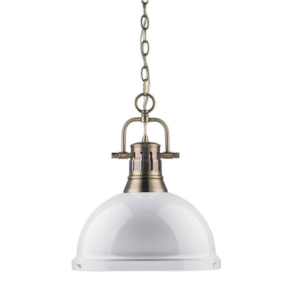 Quinn Aged Brass 14-Inch One-Light Pendant with White Shade, image 2