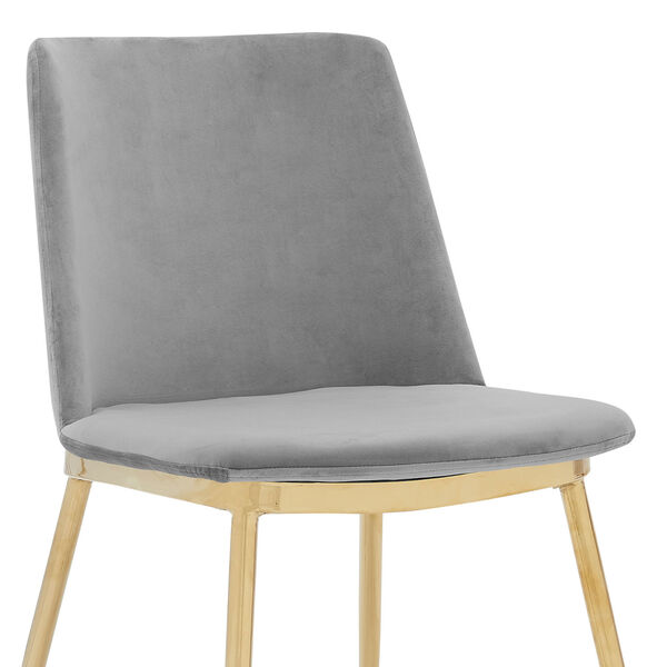 Messina Gray Velvet Gold Chrome Dining Chair, Set of Two, image 5