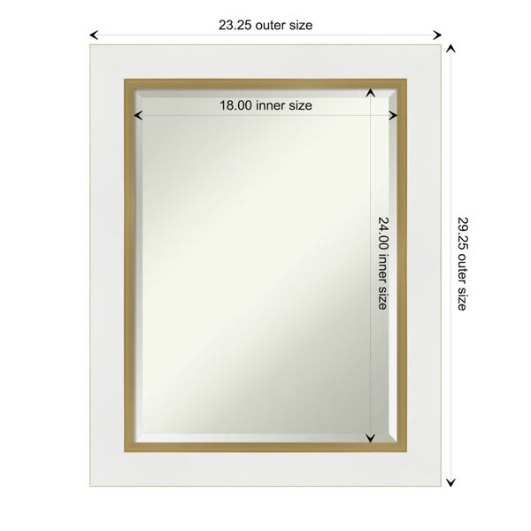 Eva White and Gold 23W X 29H-Inch Bathroom Vanity Wall Mirror, image 6