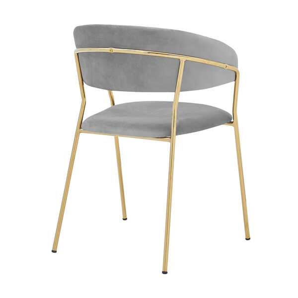 Nara Gray Velvet Gold Chrome Dining Chair, Set of Two, image 4