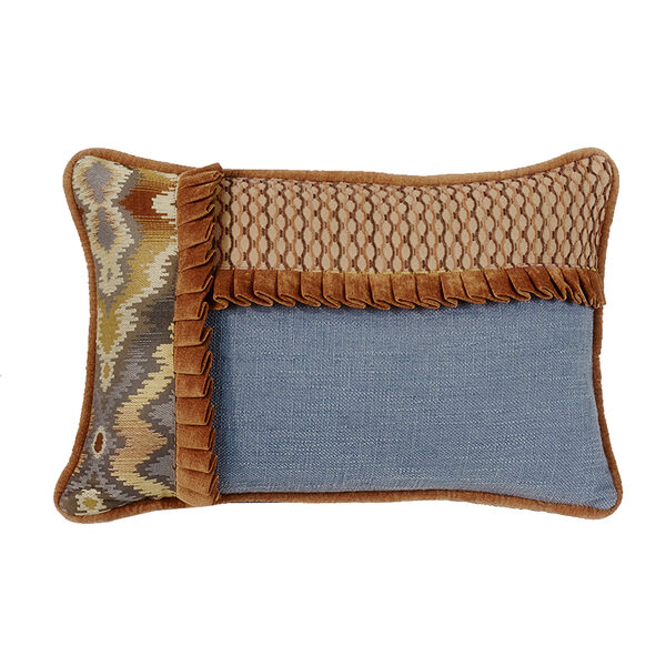 Lexington Blue and Copper 12 x 19 In. Throw Pillow with Ruffle Detail, image 1