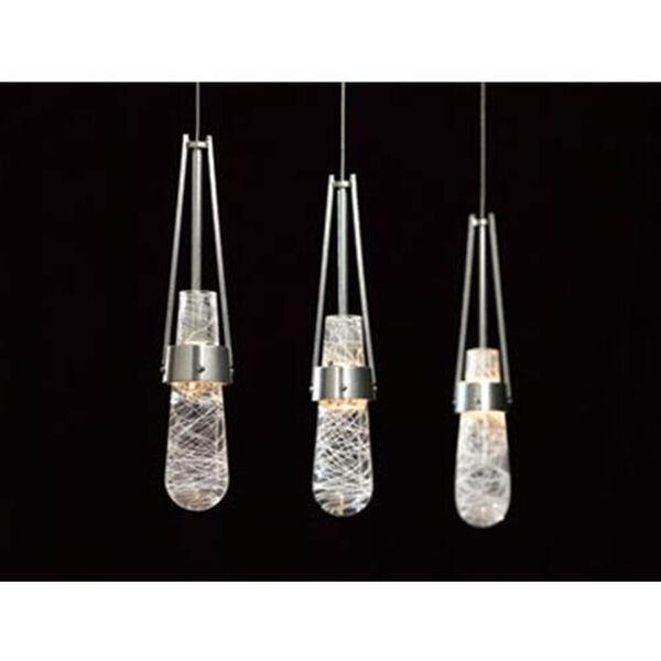 Link Vintage Platinum One-Light Pendant with Clear White Threading Glass, image 1