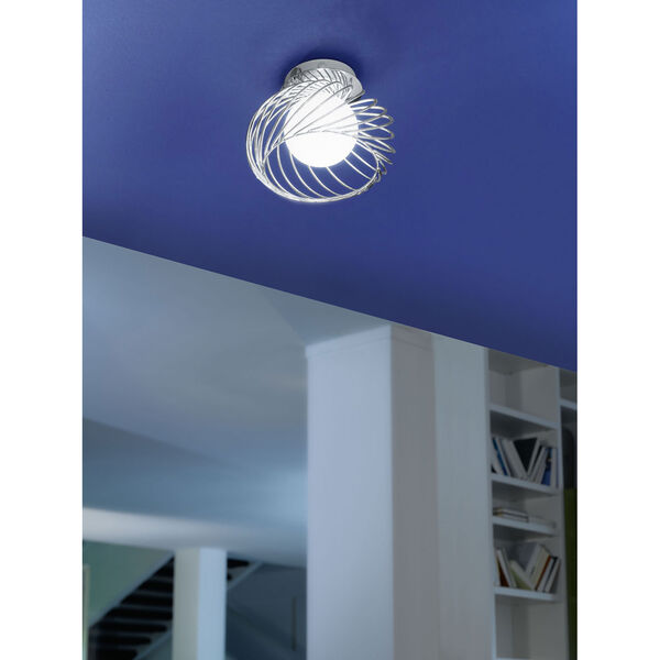 Thebe Chrome One-Light Semi Flush Mount with Opal Frosted Glass, image 2