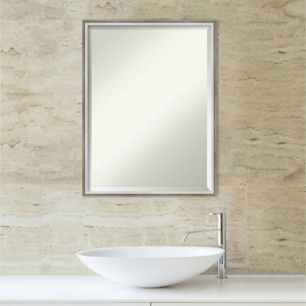Lucie White and Silver 19W X 25H-Inch Bathroom Vanity Wall Mirror, image 5
